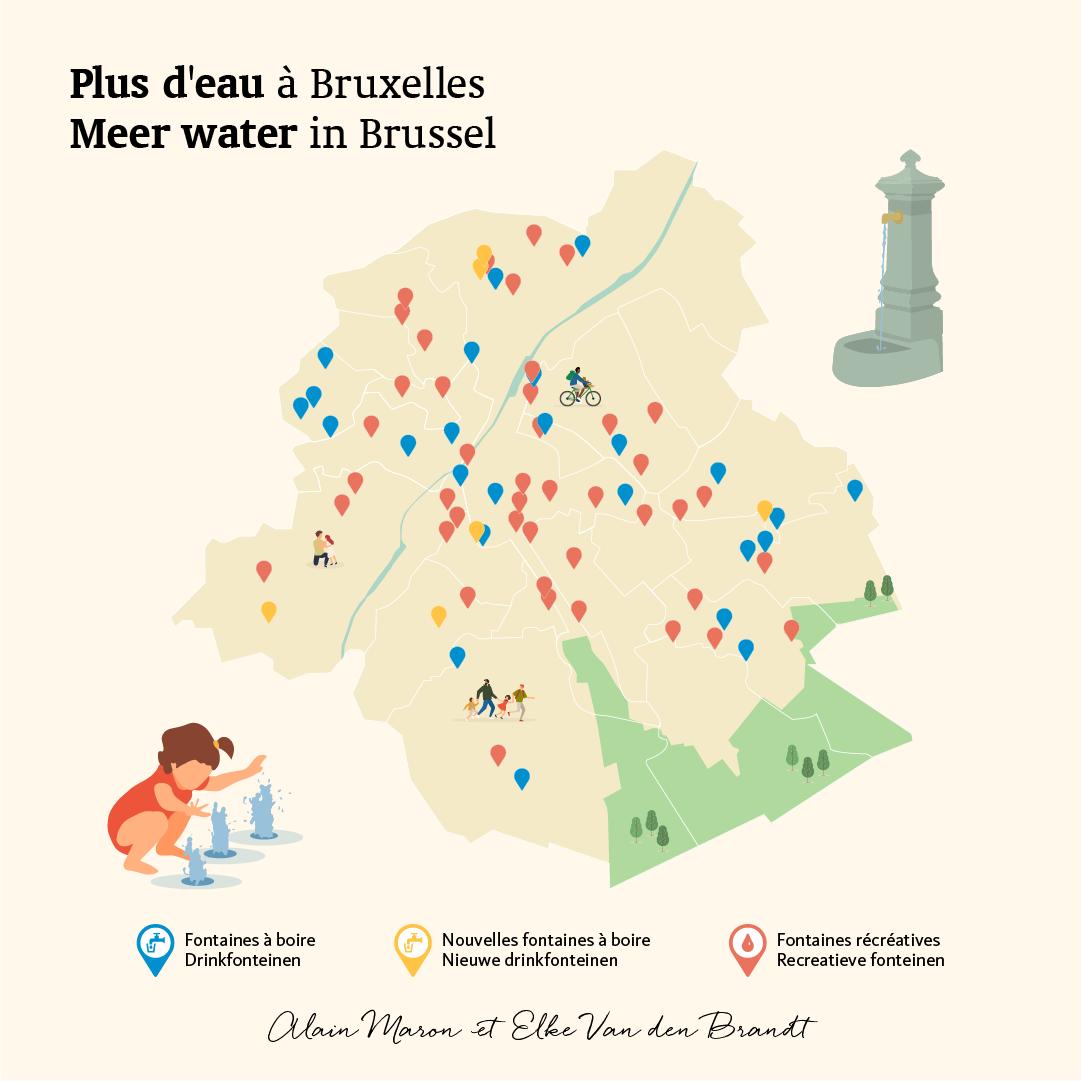Carte des fontaines à Bruxelles